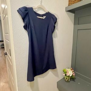 Francesca’s Ruffle Sleeve Mini Shift Dress - Navy